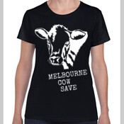 Women's Cow Face Black Tee